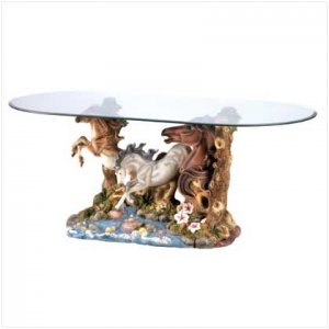 Coffee Table w Stallion Sculptures