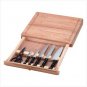 Wood Cutting Board w Knife Set