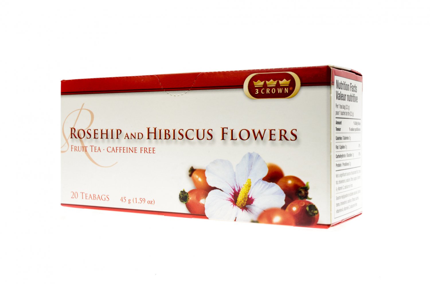 3 Crown Rosehip Hibiscus Flowers Herbal Tea 20 Tea Bags