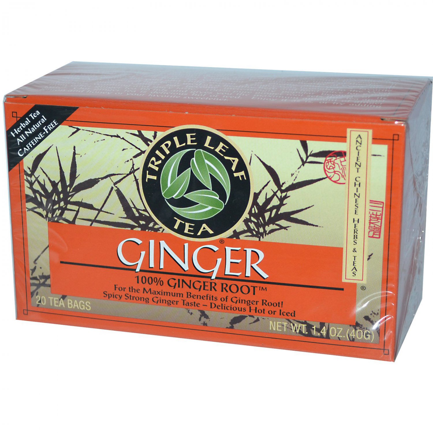 Triple Leaf Tea, Ginger, Caffeine Free, 20 Tea Bags, 1.4 oz (40 g)