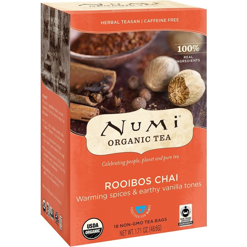 Numi Tea, Organic Tea, Rooibos Chai, Caffeine Free, 18 Tea Bags, 1.71 oz 48.6 g