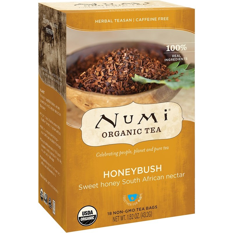 Numi Tea, Organic Tea, Honeybush, Caffeine Free, 18 Tea Bags, 1.52 oz 43.2 g