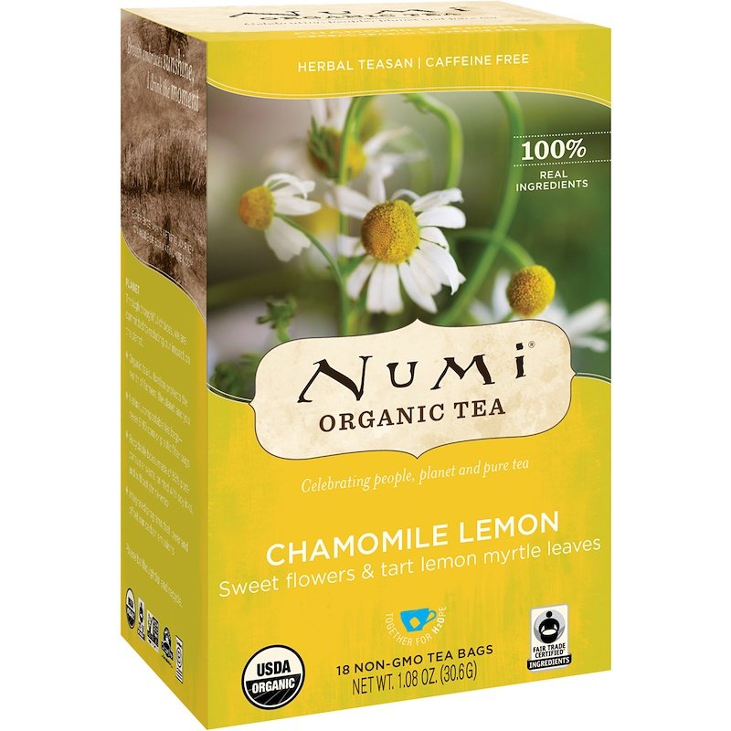 Numi Tea, Organic Tea, Chamomile Lemon, Caffeine Free, 18 Tea Bags, 1.08 oz 30.6 g