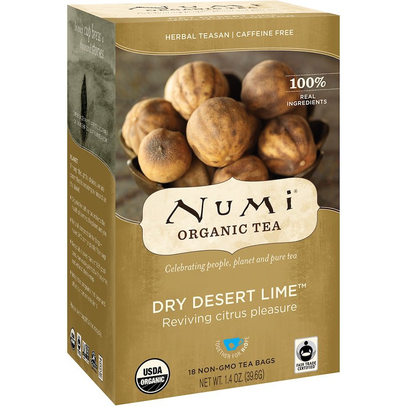 Numi Tea, Organic Tea, Dry Desert Lime, Caffeine Free, 18 Tea Bags, 1.4 oz 39.6 g