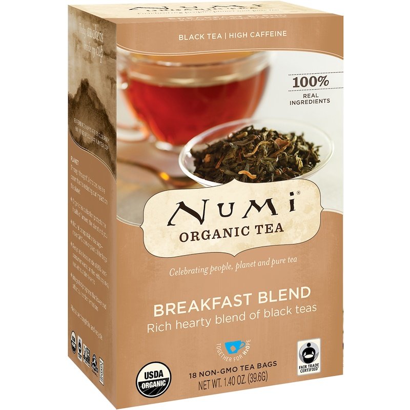 Numi Tea, Organic Tea, Black Tea, Breakfast Blend, 18 Tea Bags, 1.40 oz 39.6 g