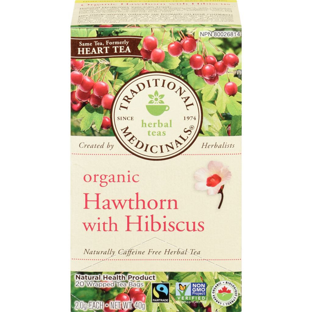 Traditional Medicinals, Organic Hawthorn with Hibiscus 20 Wrapped Tea Bags Compostable (35g)