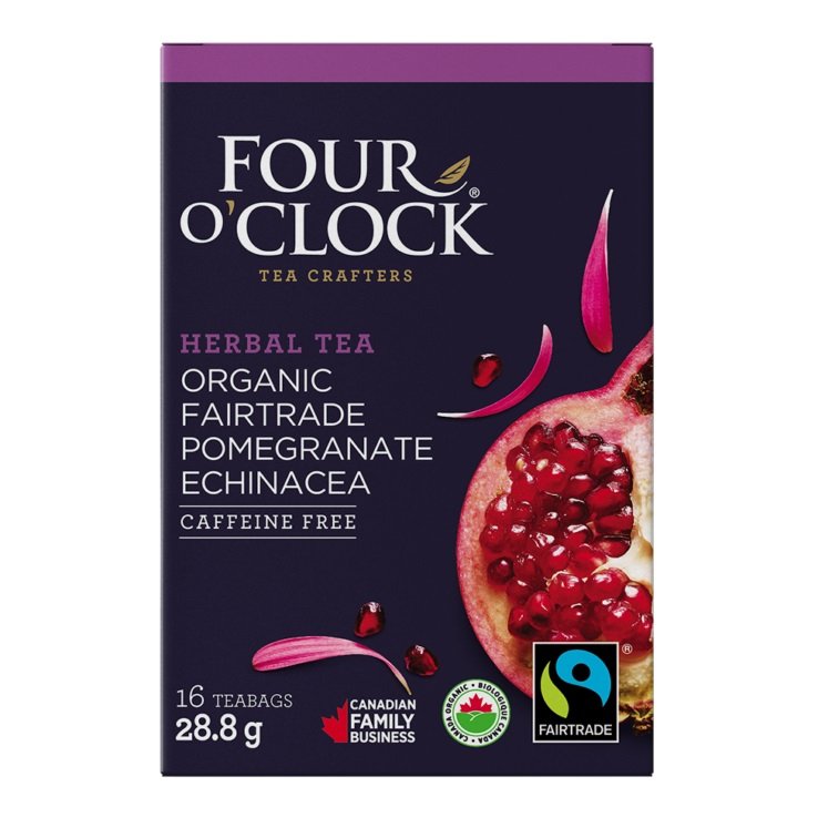 FOUR O'CLOCK Pomegranate Echinacea Organic Herbal Tea 16 UN