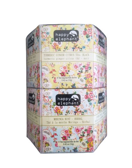 Happy Specialty Tea Selection Happy Elephant Gift Box 96 tea bags - 12 flavors Christmas Gift Idea