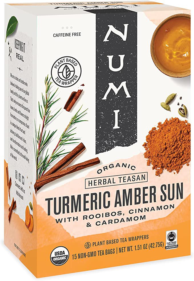 Numi Tea Organic Turmeric 3 Roots Herbal Tea, 15-Bag Cases (Pack of 6) main image 1