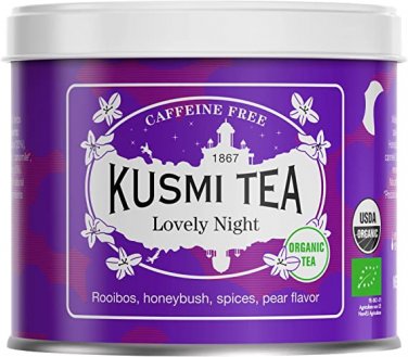 Kusmi Tea Lovely Night Organic Herbal Tea, Pear Flavored Blend 100gr &Acirc;&middot; Product of France