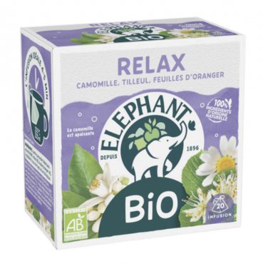 Elephant BIO Relax Herbal Tea 20 tea bags &Acirc;&middot; Product of France