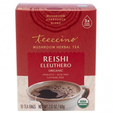 TEECCINO Mushroom Herbal Tea Reishi Eleuthero 10 count