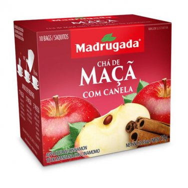 Madrugada Ch&Atilde;&iexcl; de Ma&Atilde;&sect;&Atilde;&pound; com Canela Apple Cinnamon Caffeine Free Tea 10 Bags - Imported from Brazil