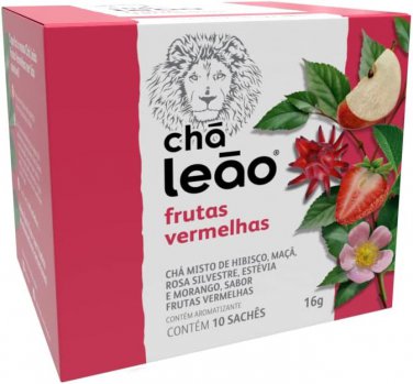 Leao Red Fruits Herbal Tea, Le&Atilde;&pound;o Cha de Frutas Vermelhas 10ct &Acirc;&middot; Product of Brazil