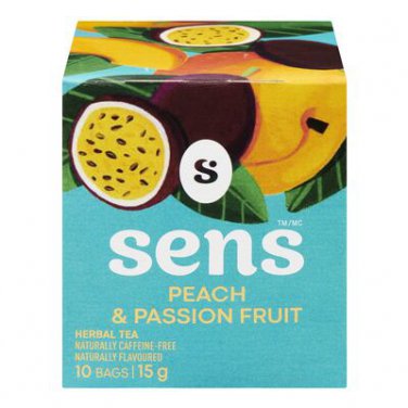 SSense Premium Peach & Passion Fruit Botanical Fruit Infusion 10 Tea Bags - Made in Canada