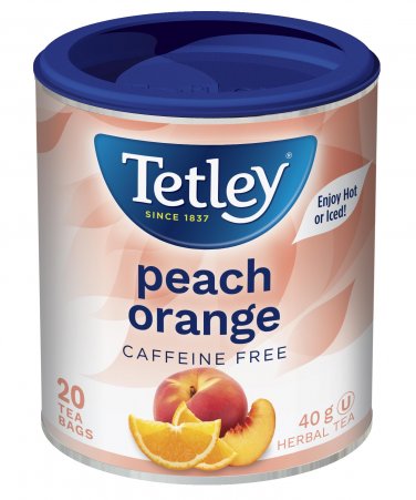 Tetley Peach Orange Herbal Tea Caffeine Free 20 tea bags