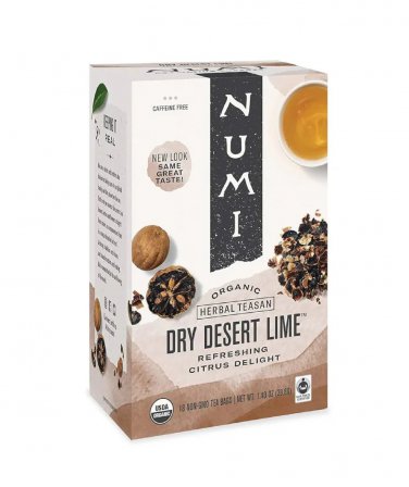 Numi Tea, Organic Tea, Dry Desert Lime, Caffeine Free, 18 Tea Bags, 1.4 oz 39.6 g