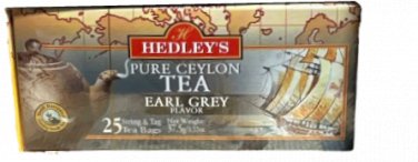 Hedleys Premium Ceylon Earl Grey Tea All Natural Citrus Bergamot Blend 25 Tea Bags