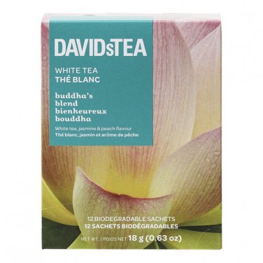 DAVIDsTEA Premium Buddha's Blend White & Green Tea (12 Sachets) &acirc;�� Jasmine & Peach