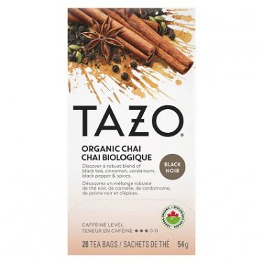 Tazo Organic Chai Black Tea Spiced Blend 20 Tea Bags Box