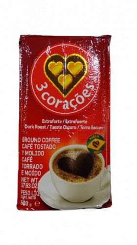 3 Cora&Atilde;&sect;&Atilde;&micro;es ExtraForte Ground Coffee Dark Roast Vacuum Sealed 17.6 oz - Imported from Brazil
