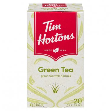 Tim Hortons Lemongrass Green Tea Bags Refreshing Citrus Herbal Blend 20 Count