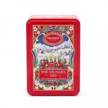 Provence d'Antan Organic Christmas Tea Orange Cinnamon Tin 24 Sachets - Imported from France