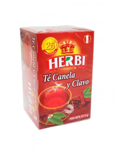 Black Tea Cinnamon and Clove Te Canela y Clavo 25 Tea Bags - Imported from Peru