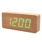 Wooden LED Alarm Clock with Time, Temperature and Date - Rectangular Style