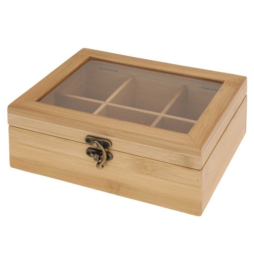 Wooden Bamboo Tea Box with Six Compartments