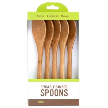 Bamboo Wood Spoon Set (5 Pieces, Large Spoons)