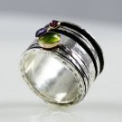 Peridot Amethyst Spinners Gold Silver Ring