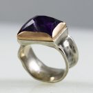 Amethyst Matte Rose Gold Silver Ring