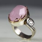 Rose Quartz Twirl Rose Gold Silver Ring