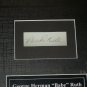 Babe Ruth autographed display and swatch of AUTHENTIC 1932 uniform framed
