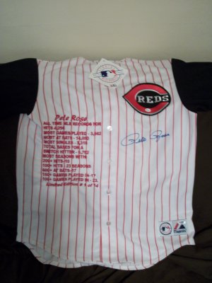 Pete rose LE autographed CAREER STAT Jersey