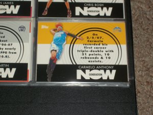 Carmelo Anthony Topps 2007 Generation Now Basketball Insert Card