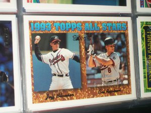 Cal Ripken/Jeff Blauser 93 Topps All-Star baseball card- Gold Insert