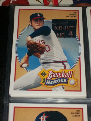Nolan Ryan 1990 UD Baseball Heroes Insert #12/18- 1975 Double Milestone