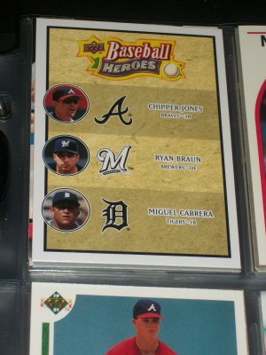 Chipper Jones/Ryan Braun/Miguel Cabrera 08 UD Baseball Heroes card- "Trio of Powerful Sluggers"
