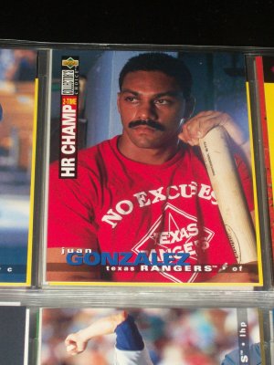 Juan Gonzalez 95 UD collectors choice baseball card- 2 Time HR Champ
