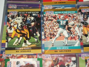 Bob Griese+Franco Harris 1990 Pro Set "Hall of Fame Selection" Football Cards