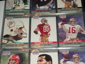 RARE 1990 Pro Set "Super Bowl MVP" Football Cards- Csonka/Rice/Montana- 3 Cards