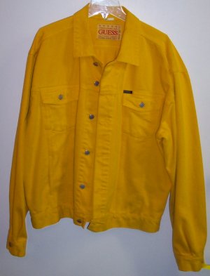 Vintage Yellow Guess Denim Jacket Size 2X XXL 101-1hjacket location95