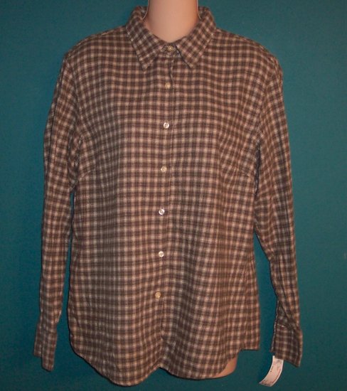 Vintage Eddie Bauer Flannel Cotton Blouse Boyfriend Shirt Top ~ Size M ...