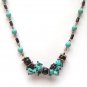 Antiqued Brass Black Agate Green Turquoise Necklace