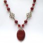 Antiqued Brass Fillagree Red Agate Necklace