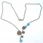 Antiqued Brass Leaf Green Turquoise Necklace