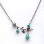 Antiqued Brass Branch Turquoise Necklace