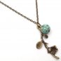 Antiqued Brass Branch Turquoise Necklace